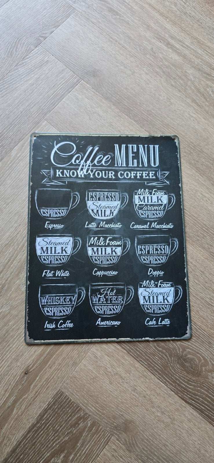 koffie wanddecoratie plaat, Metaal, 30 cm, Decoratieobject, Ophalen of Verzenden