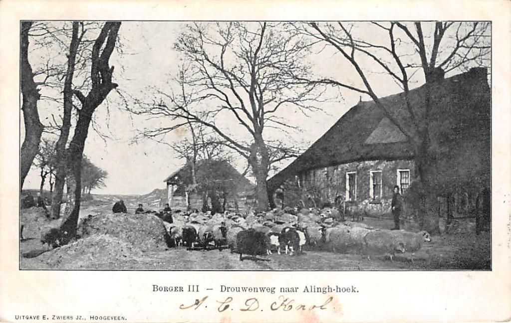 Borger III Drouwenweg naar Alinfg-hoek 1904 Drenthe Odoorn, Verzenden, Voor 1920, Gelopen, Drenthe