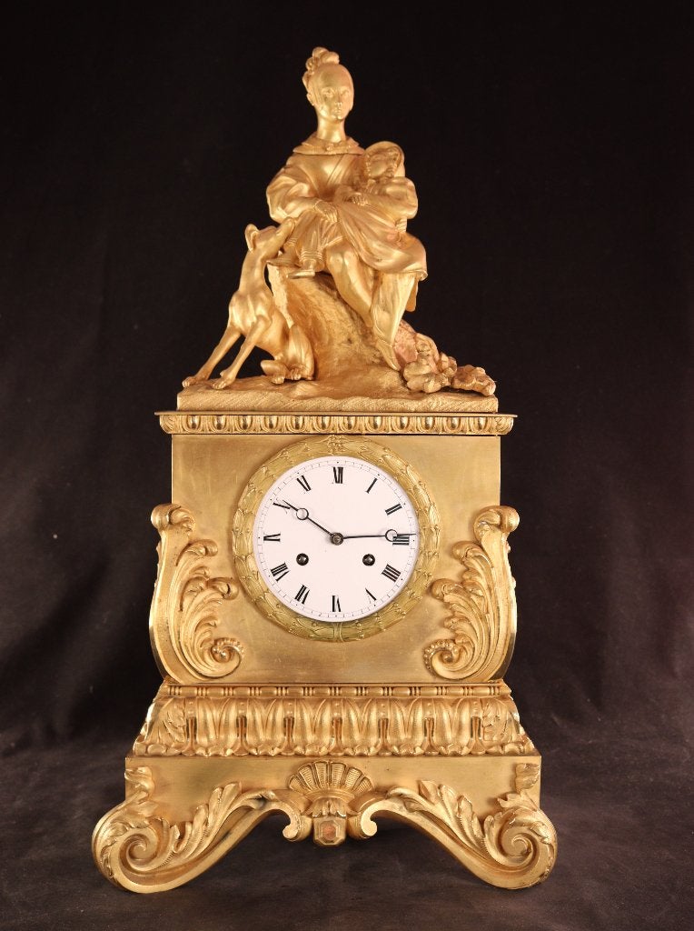 Antieke vuurvergulde pendule, Ophalen of Verzenden
