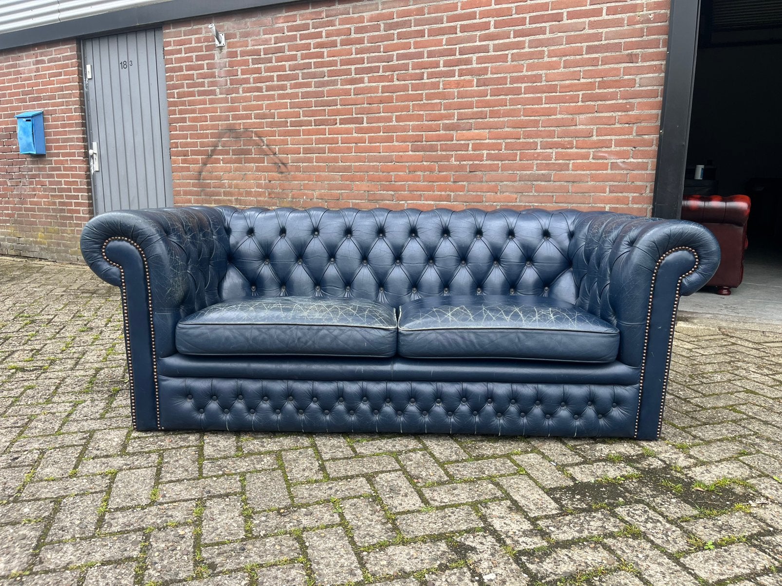 Chesterfield bank, Ophalen, Gebruikt, 150 tot 200 cm, Tweepersoons