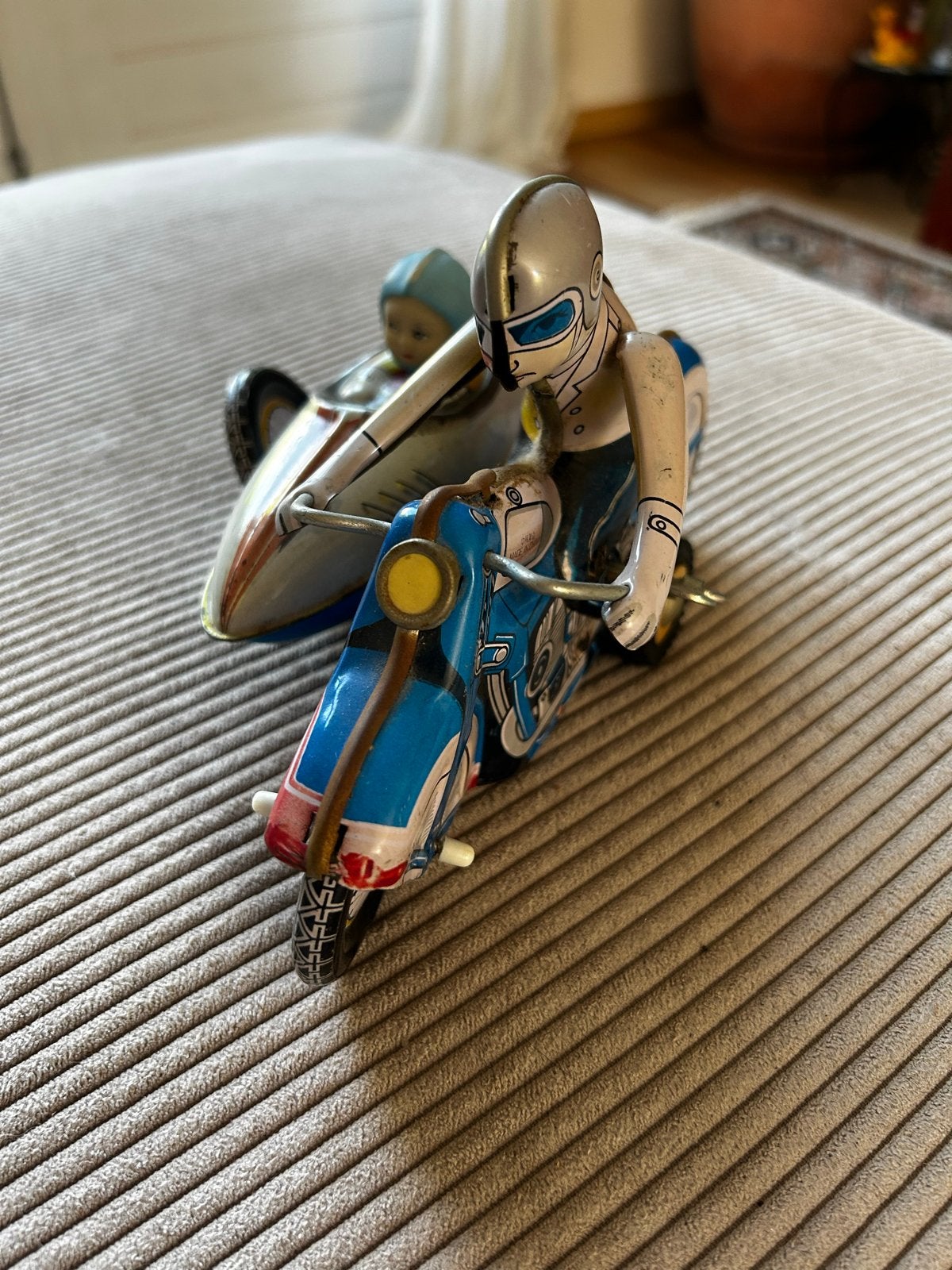 Vintage blikken motor met zijspan - Made in China, Ophalen of Verzenden, Zo goed als nieuw
