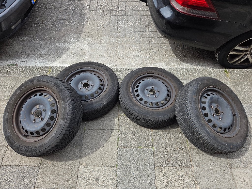 Continental Wintercontact TS860 banden 195/65/R15 met velgen, Auto-onderdelen, Banden en Velgen, Ophalen, Gebruikt, 15 inch, Banden en Velgen