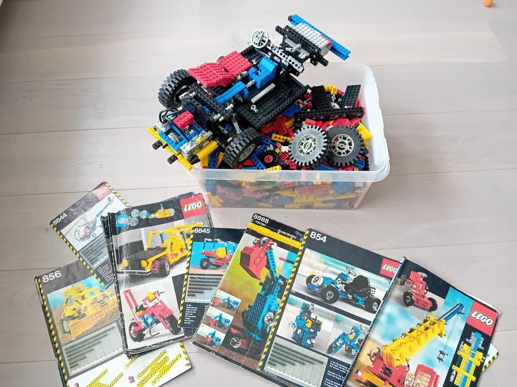 Grote partij LEGO Technic  met skelter en boekjes, Gebruikt, Lego, Ophalen of Verzenden, Technic
