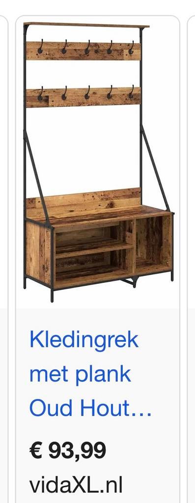 Kledingrek/kapstok/schoenenbankje, Ophalen, Zo goed als nieuw, Minder dan 150 cm, Minder dan 100 cm