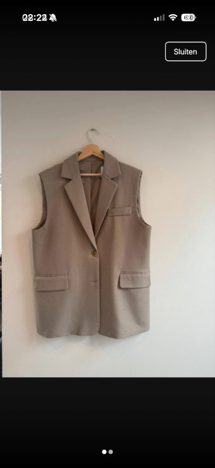 Gilet met split, Kleding | Dames, Jasjes, Kostuums en Pakken, Maat 38/40 (M), Verzenden, Beige, Zo goed als nieuw