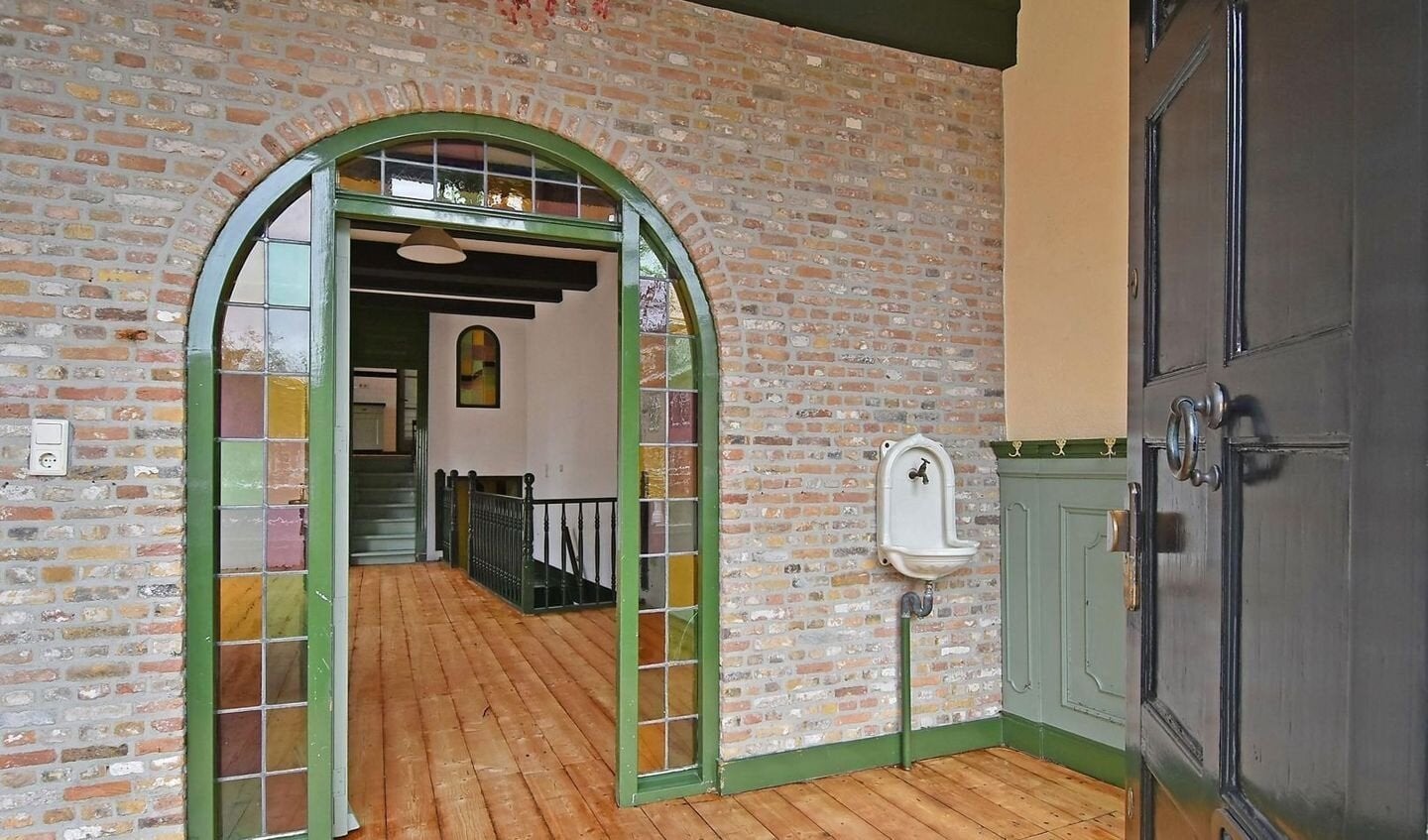 wand en getoogde pui met glas in lood, Doe-het-zelf en Verbouw, Ophalen, Gebruikt