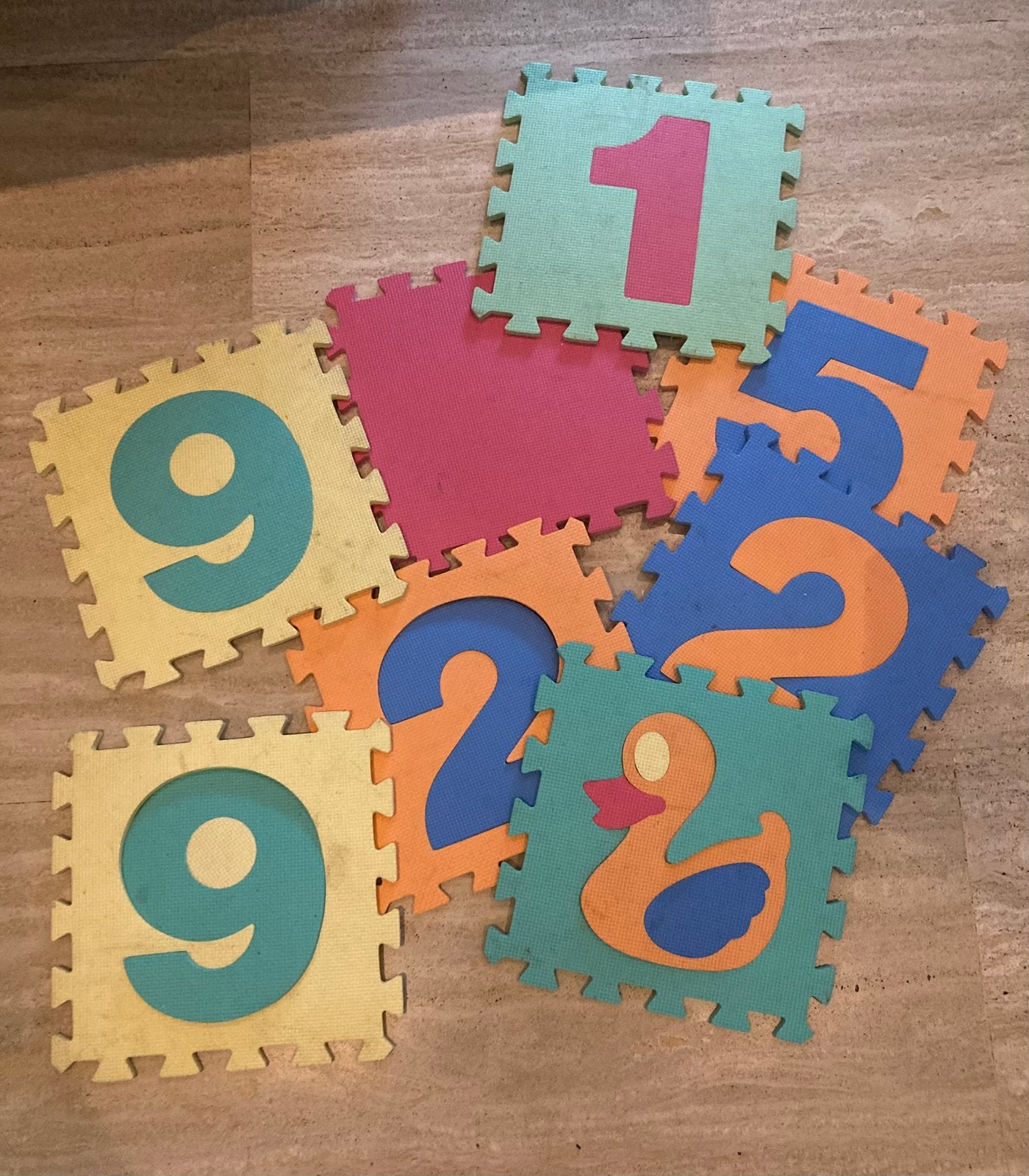 Grote vloerpuzzel met cijfers en figuren, Ophalen, Gebruikt