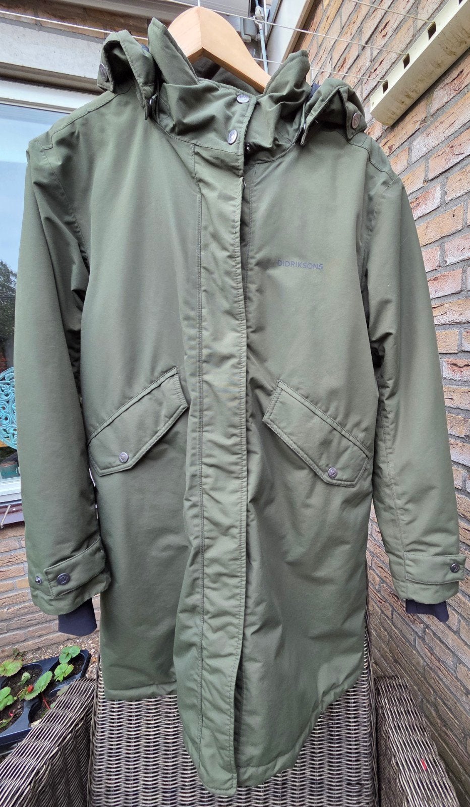 didriksons winterjas/ parka 36( 38/40)Josefine olijfgroen, Zo goed als nieuw, Didriksons, Groen, Ophalen