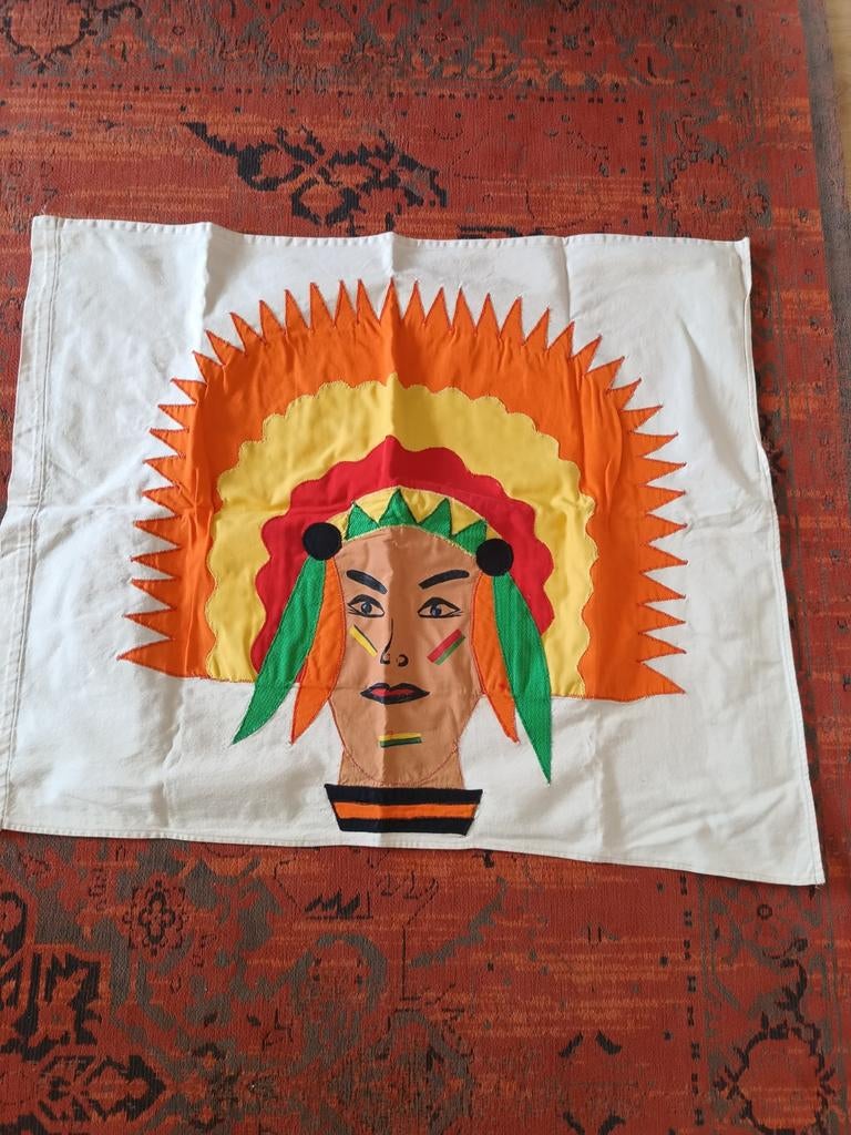 Indianenvlag 76 bij 60 cm afbeelding van indiaan grote tooi, Kinderen en Baby's, Ophalen of Verzenden, Jongen of Meisje