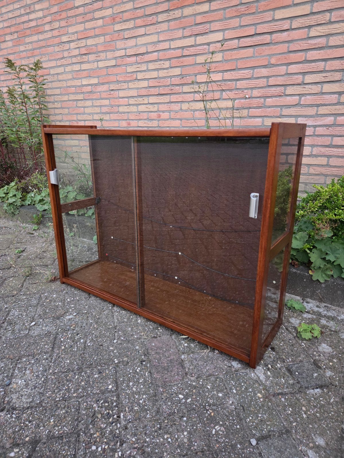 vintage retro vitrinekast, prijzenkast, kast, Ophalen, Gebruikt, 50 tot 100 cm, 150 tot 200 cm