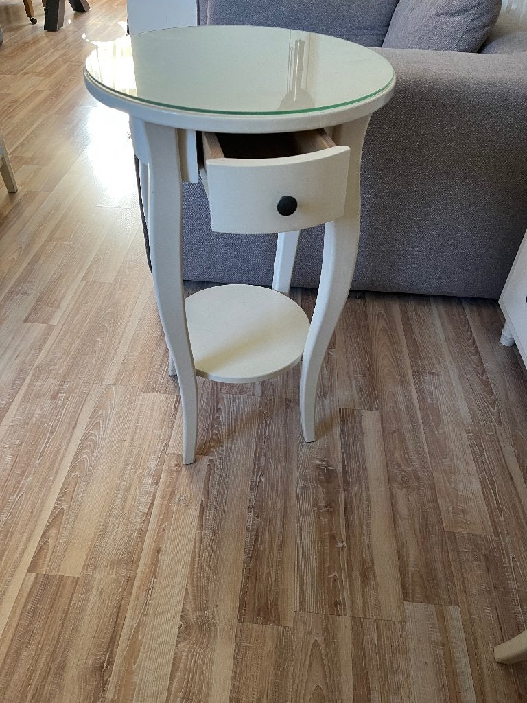 Bijzet tafel wit, Minder dan 55 cm, Gebruikt, Rond, Landelijk