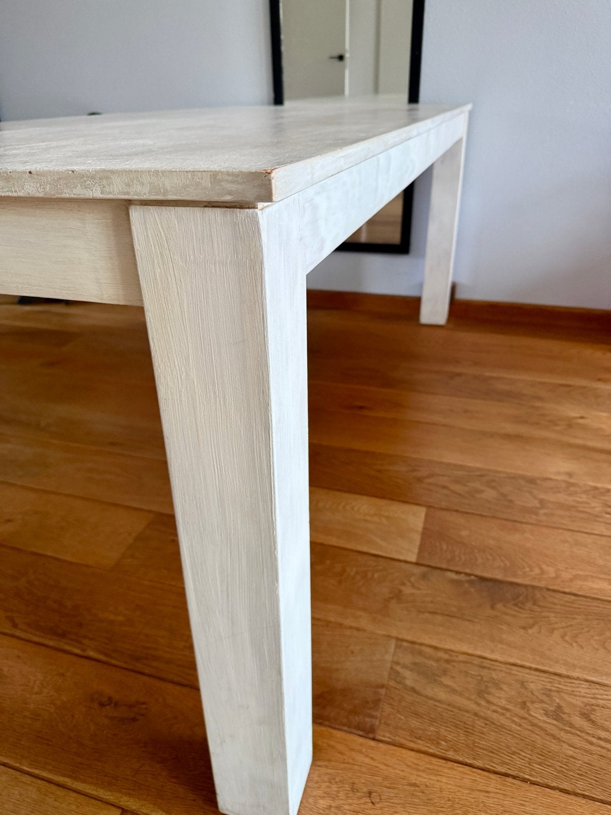 Robuuste eettafel, wit, Huis en Inrichting, Ophalen, Gebruikt, 50 tot 100 cm, 150 tot 200 cm