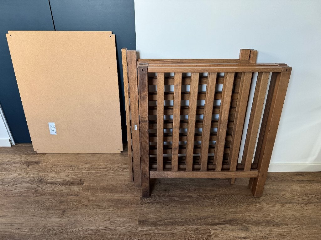 TWF Timo babybox donkerbruin met boxkleed, Ophalen, Gebruikt, Boxkleed