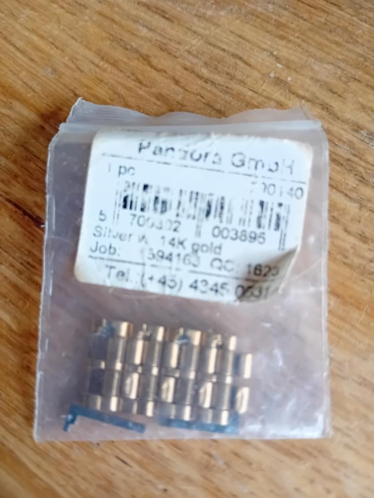 Pandora Schakelaartje Zilver met 14K Goud, Pandora, Nieuw, Ophalen of Verzenden, 1 bedel
