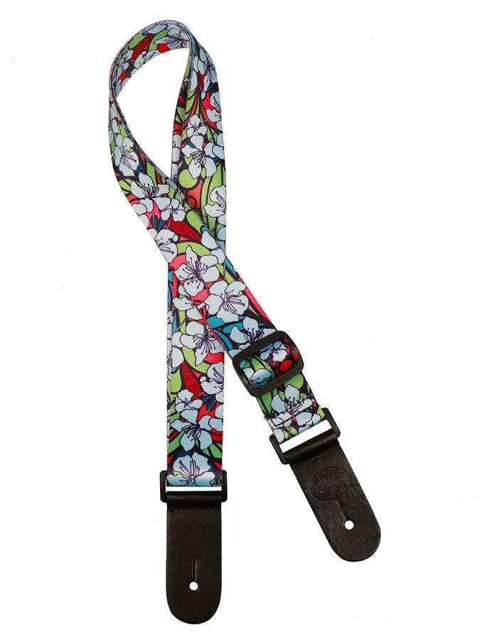 Gaucho GSTU-80-BU ukulele strap with blue flowers, ., Nieuw, ., .