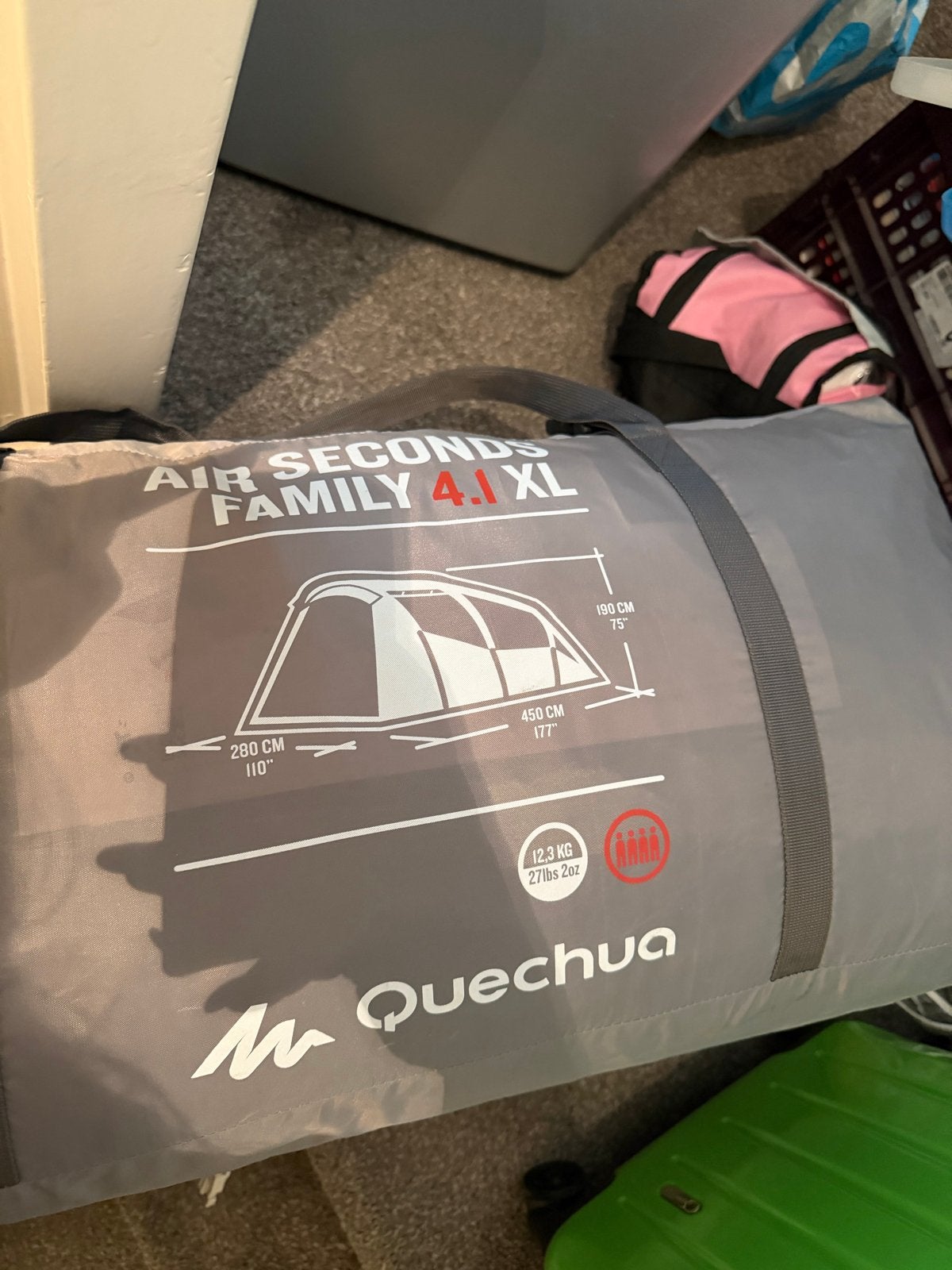 Quechua Air Seconds Family 4.1 XL Tent, Caravans en Kamperen, Tenten, Ophalen, Gebruikt, Tot en met 4