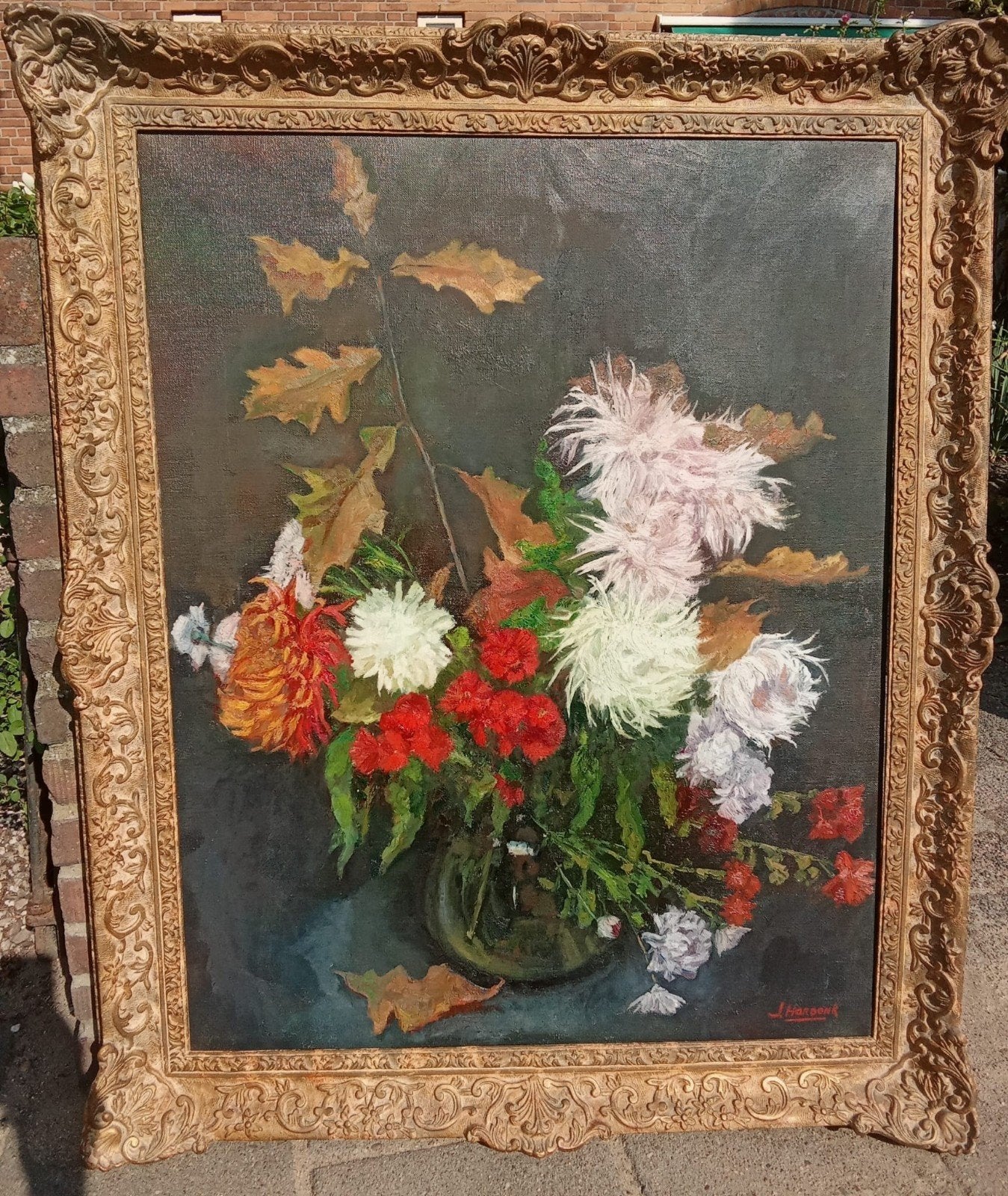 Prachtig Bloemenstilleven Olieverfschilderij J. Hardonk, Antiek en Kunst, Kunst | Schilderijen | Klassiek, Ophalen