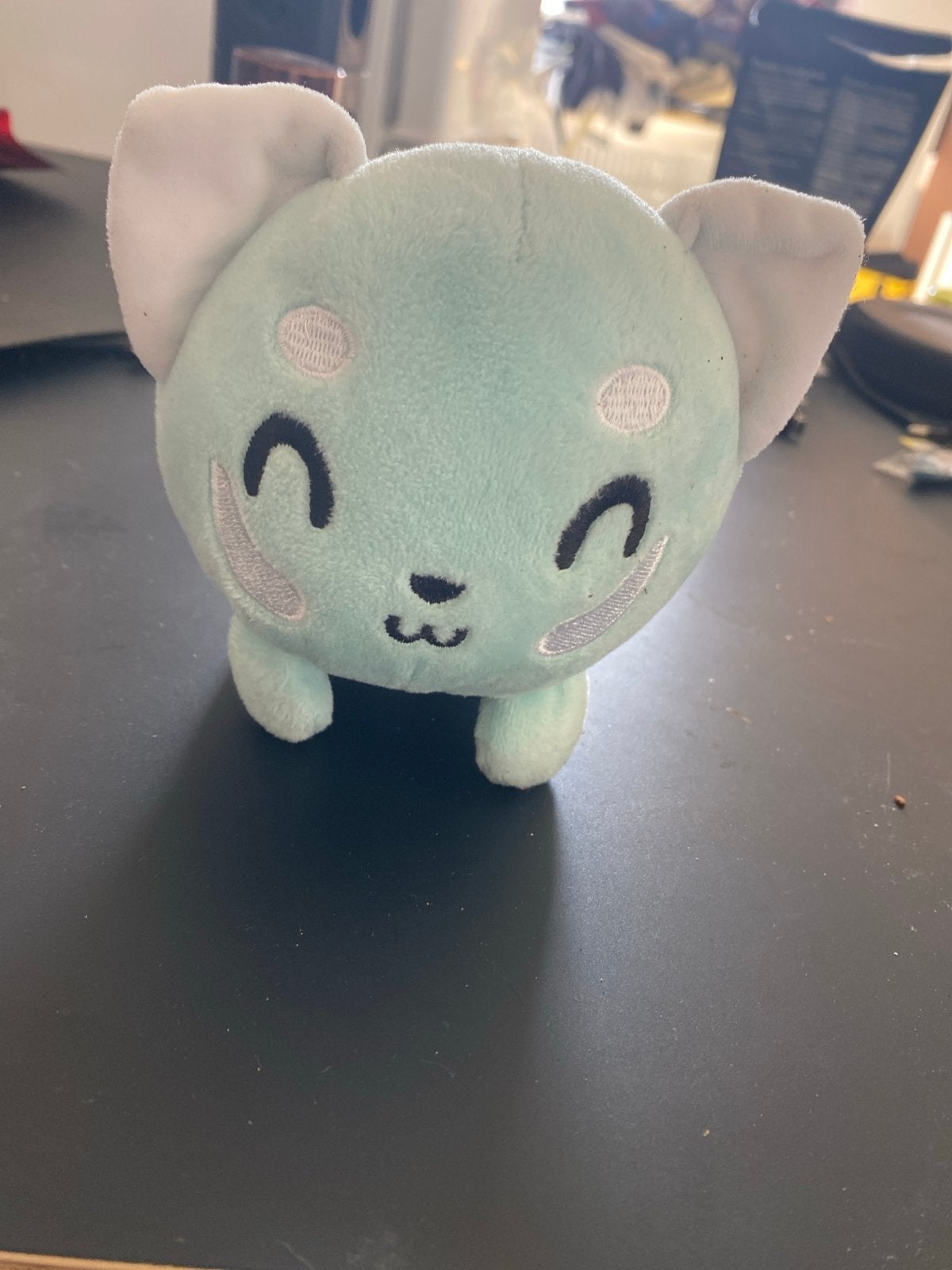 Teeturtle pluche knuffel kat mintgroen met staart, Ophalen, Overige merken, Kat, Klein (minder dan 20 cm)