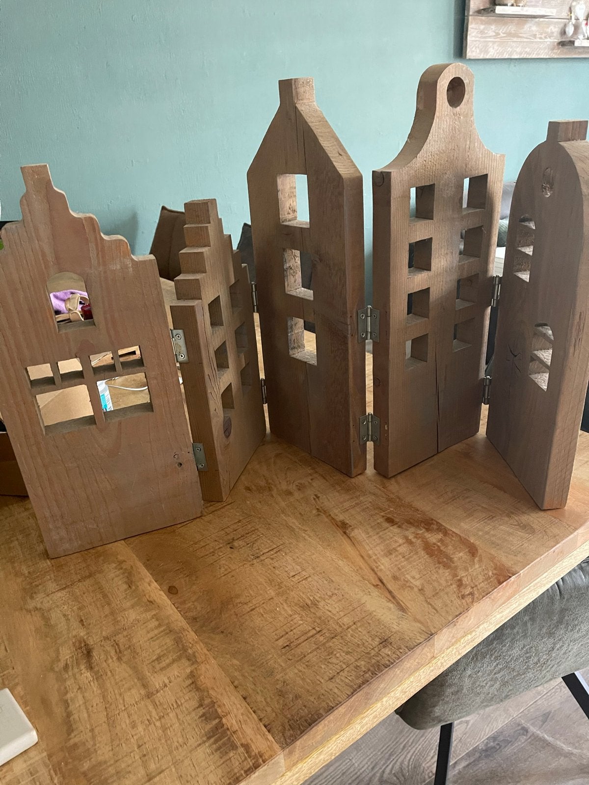Houten huisjes decoratie - set van 5, Ophalen, Hout, Gebruikt, Landelijk