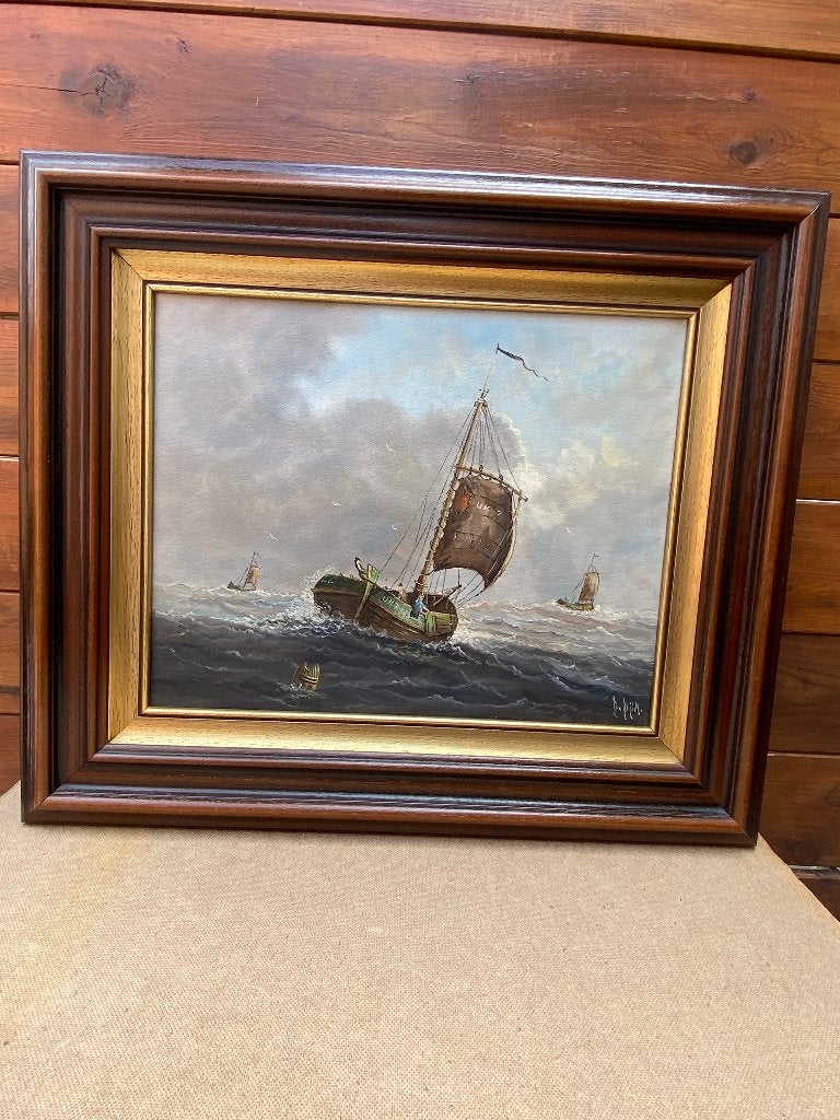 Zeegezicht. Dick van Dijk(1921), Antiek en Kunst, Maritiem / water, Doek, Ophalen of Verzenden, Olieverf