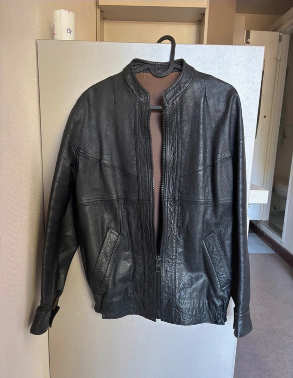 Vintage leren jas / bikerjas/ bomberjas, Kleding | Dames, Ophalen of Verzenden, Gedragen, Maat 36 (S), Zwart