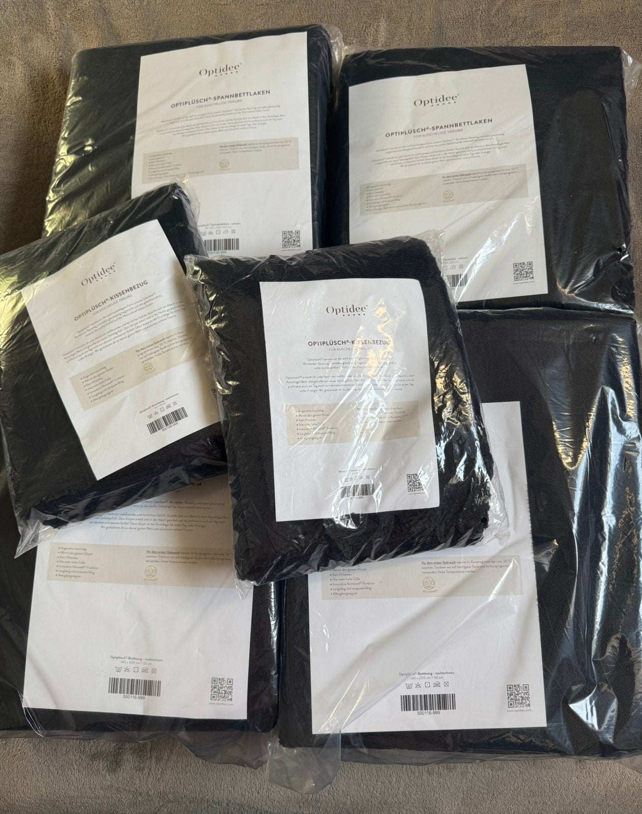 2x Nieuwe 1 persoons set optidee optipluche zwart, Eenpersoons, Ademend, Nieuw, Ophalen of Verzenden