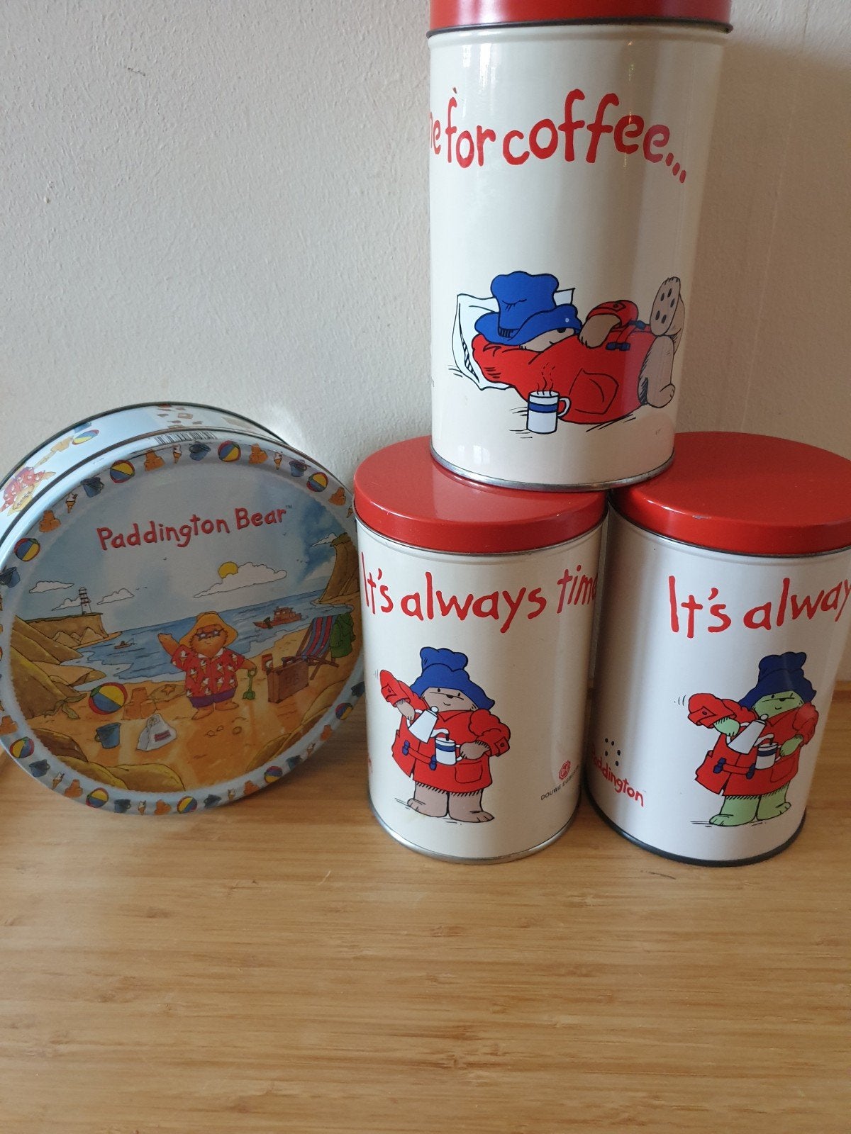 Vintage Paddington Beer blikken en koekblik - nette staat, Ophalen of Verzenden, Gebruikt, Koffie, Douwe Egberts