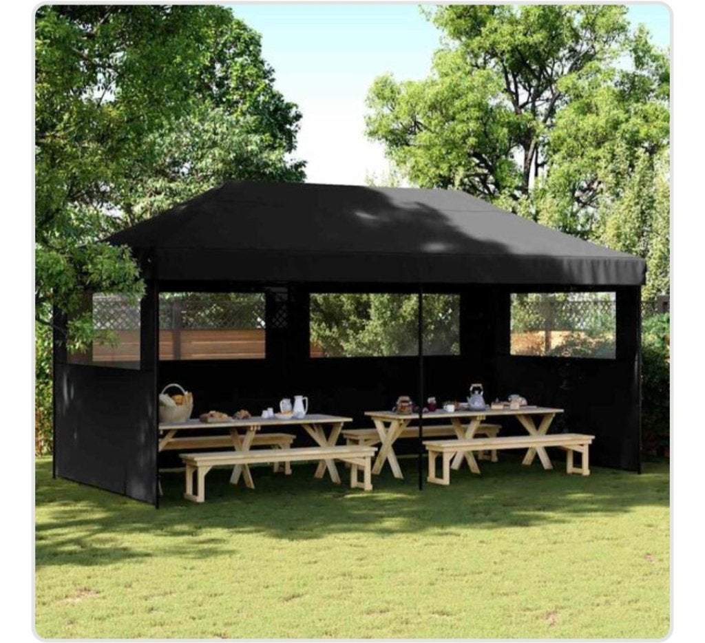 Partytent inklapbaar met 3 zijwanden zwart, Partytent, Minder dan 4 meter, Nieuw, 2 meter of meer