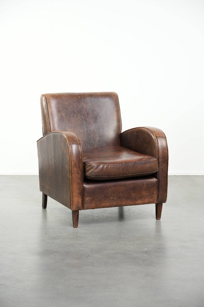 Schapenleren armchair/ fauteuil met een mooi tijdloos design, Huis en Inrichting, Fauteuils, Ophalen, Gebruikt, ., Vintage