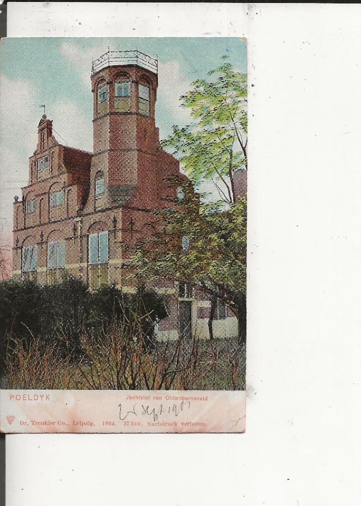 Poeldijk Torenzicht Jachtslot van Oldenbarneveld, Ophalen of Verzenden, Voor 1920, Ongelopen, Zuid-Holland
