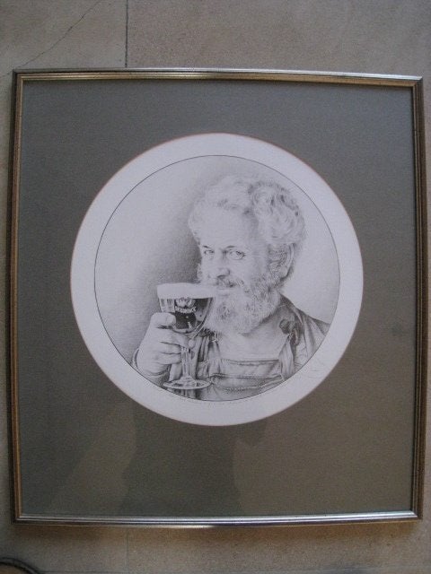 Zelfportret in potlood van schilder Karel Moers, 198, Ophalen