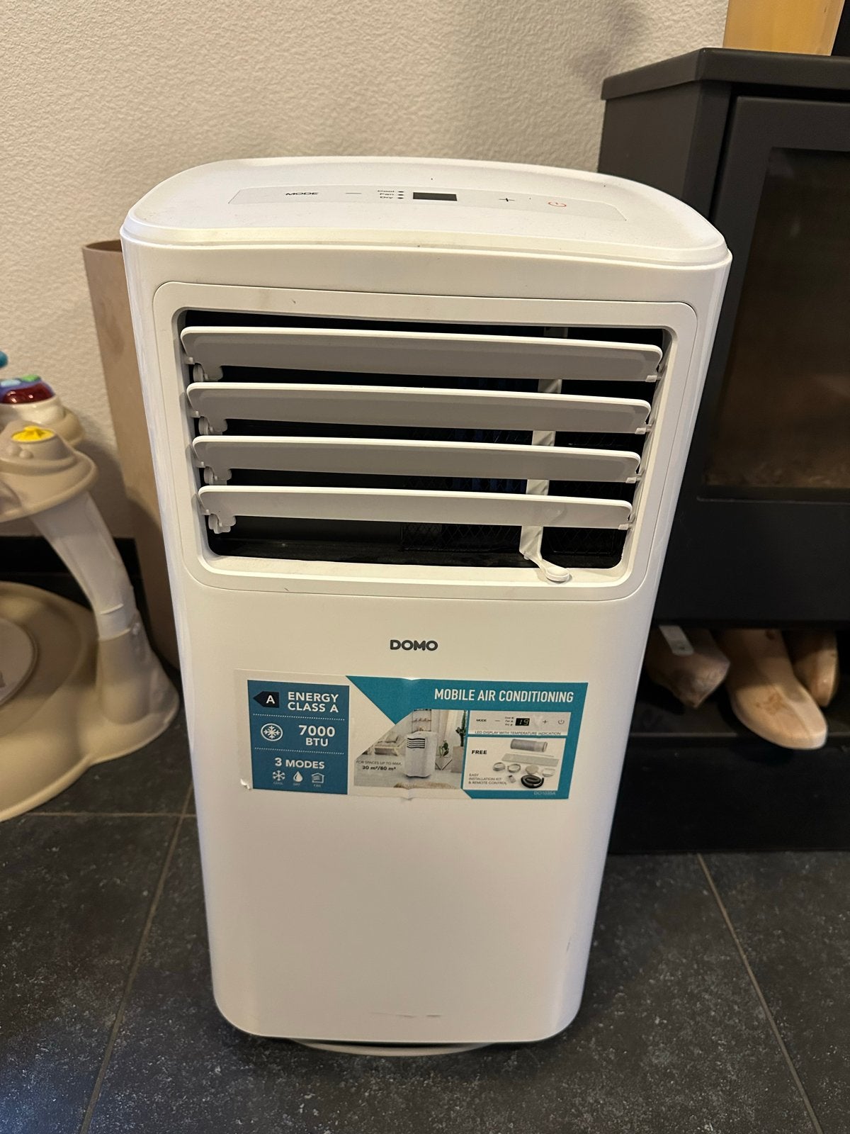 Domo Mobiele Airco 7000 BTU - Koel en Ontvochtig, Gebruikt, Minder dan 60 m³, Timer, 3 snelheden of meer