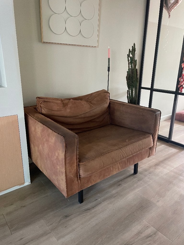 Love seat cognac kleur leer, Ophalen