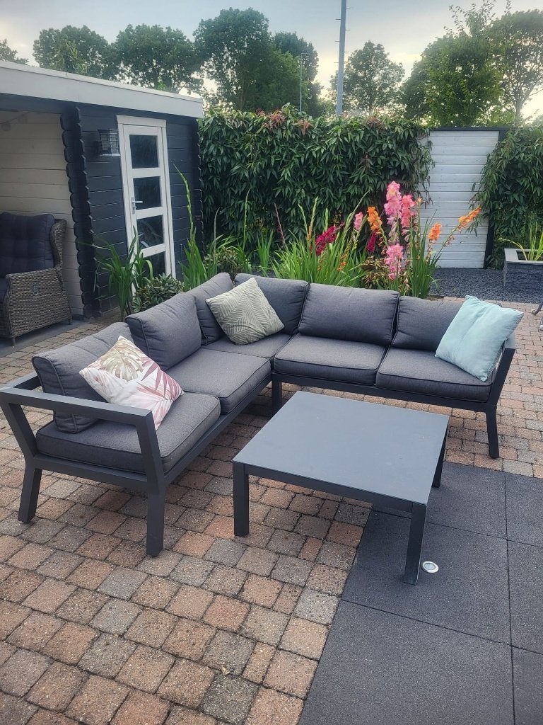 Loungeset/tuinset in heel goede conditie!, Ophalen, 5 zitplaatsen, Bank, Aluminium