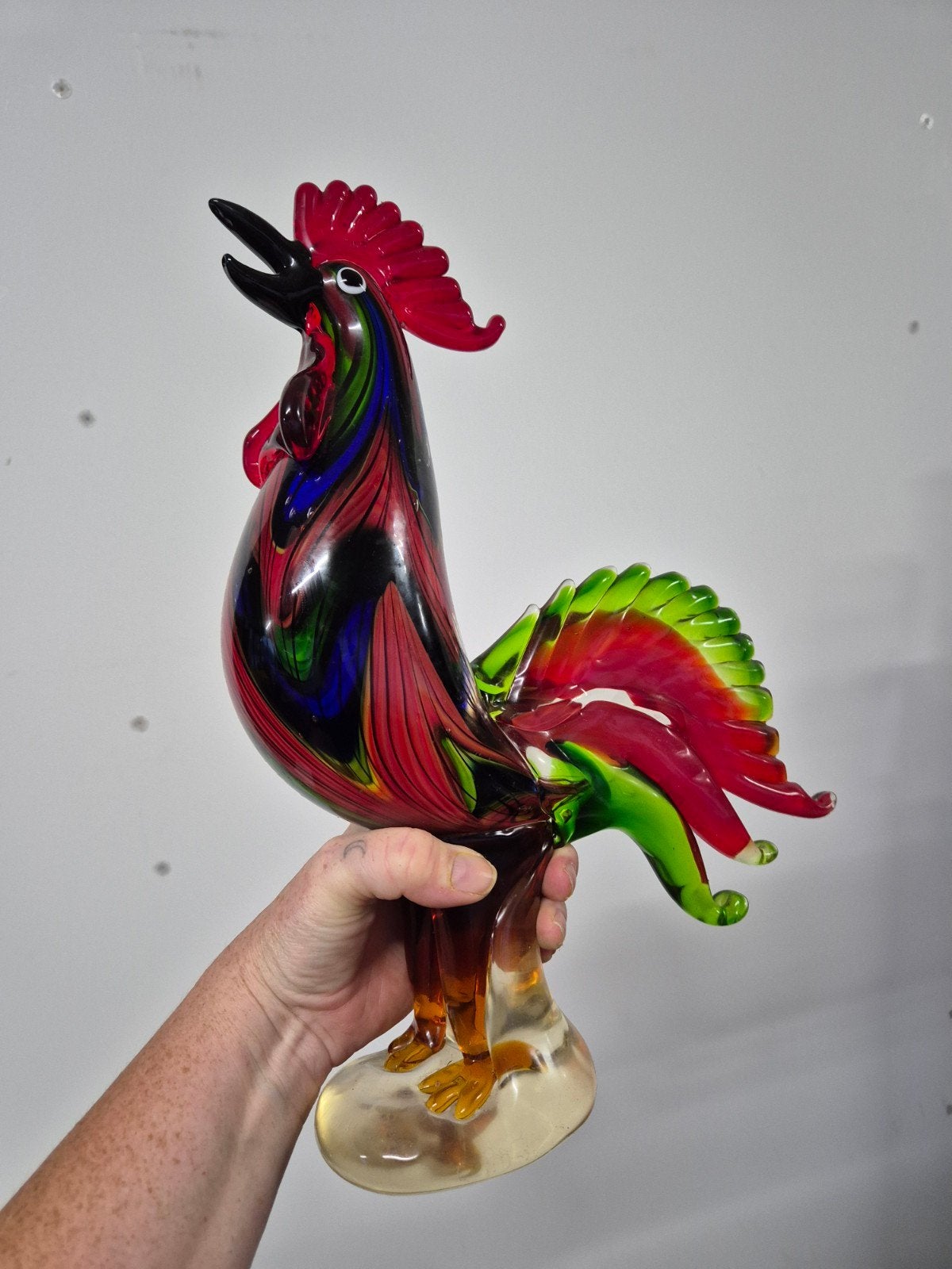 Kleurrijke glazen haan sculptuur - Murano (stijl), Ophalen of Verzenden