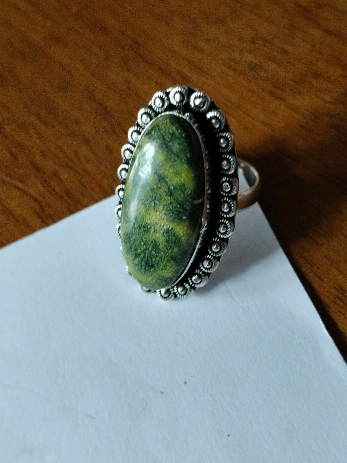 zilveren ring met atlantisiet maat 17.5, Sieraden, Tassen en Uiterlijk, Verzenden, Nieuw, 17 tot 18, Met edelsteen