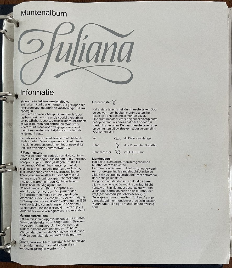 Muntenverzameling - Juliana Map, Postzegels en Munten, Ophalen of Verzenden, Koningin Juliana, Overige waardes, Setje