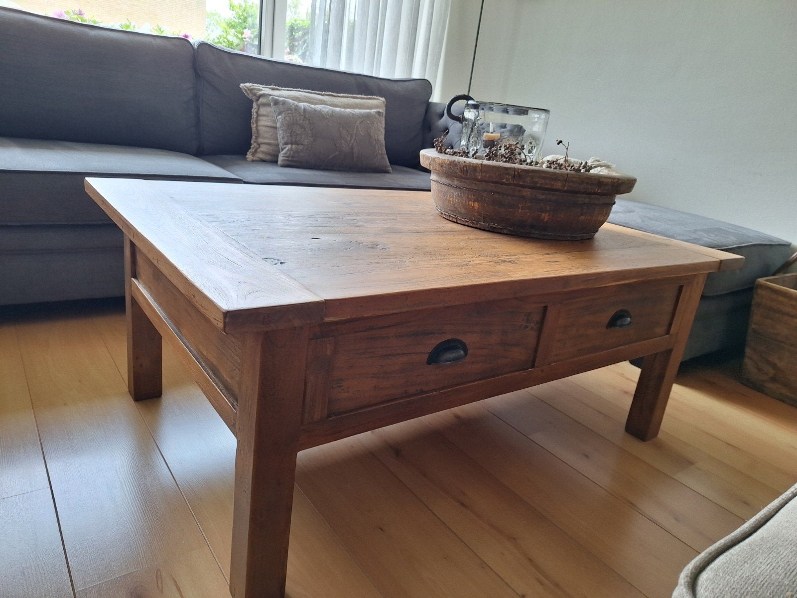 Teakhouten salontafel 120 x 80 nieuwstaat, Huis en Inrichting, Ophalen, 100 tot 150 cm, Teakhout, 50 tot 100 cm