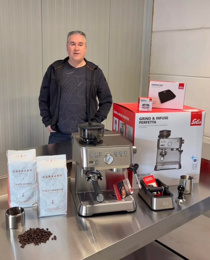 Solis Grind & Infuse Perfetta 1019 + Home Barista Workshop, Ophalen, Espresso apparaat, Nieuw, Koffiebonen