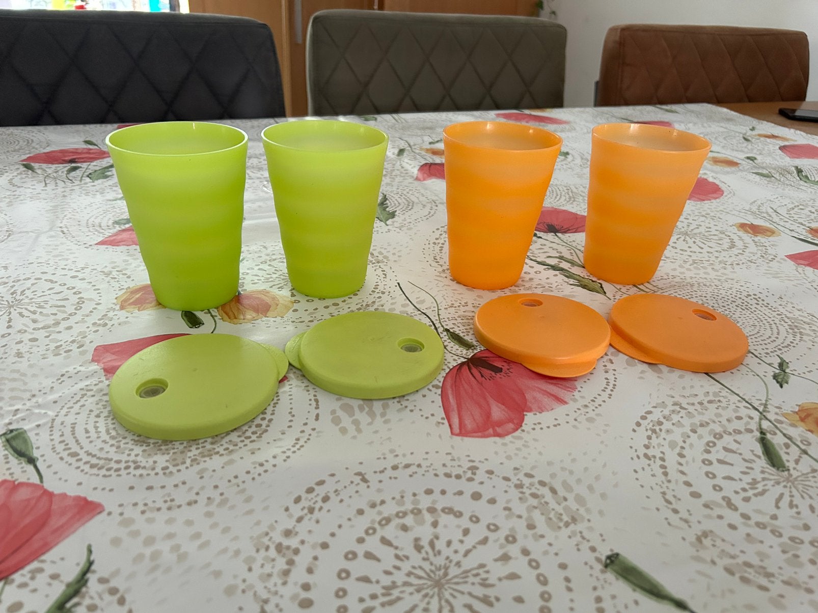 4 rietjes bekers tupperware, Ophalen, Zo goed als nieuw, Overige typen
