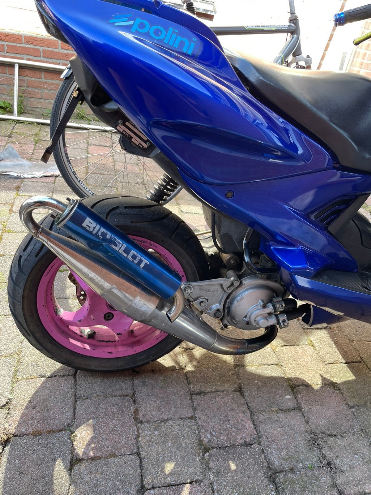 Bidalot S1R uitlaat  Aerox / Minarelli horizontaal – blauw, Fietsen en Brommers, Ophalen of Verzenden, Gebruikt