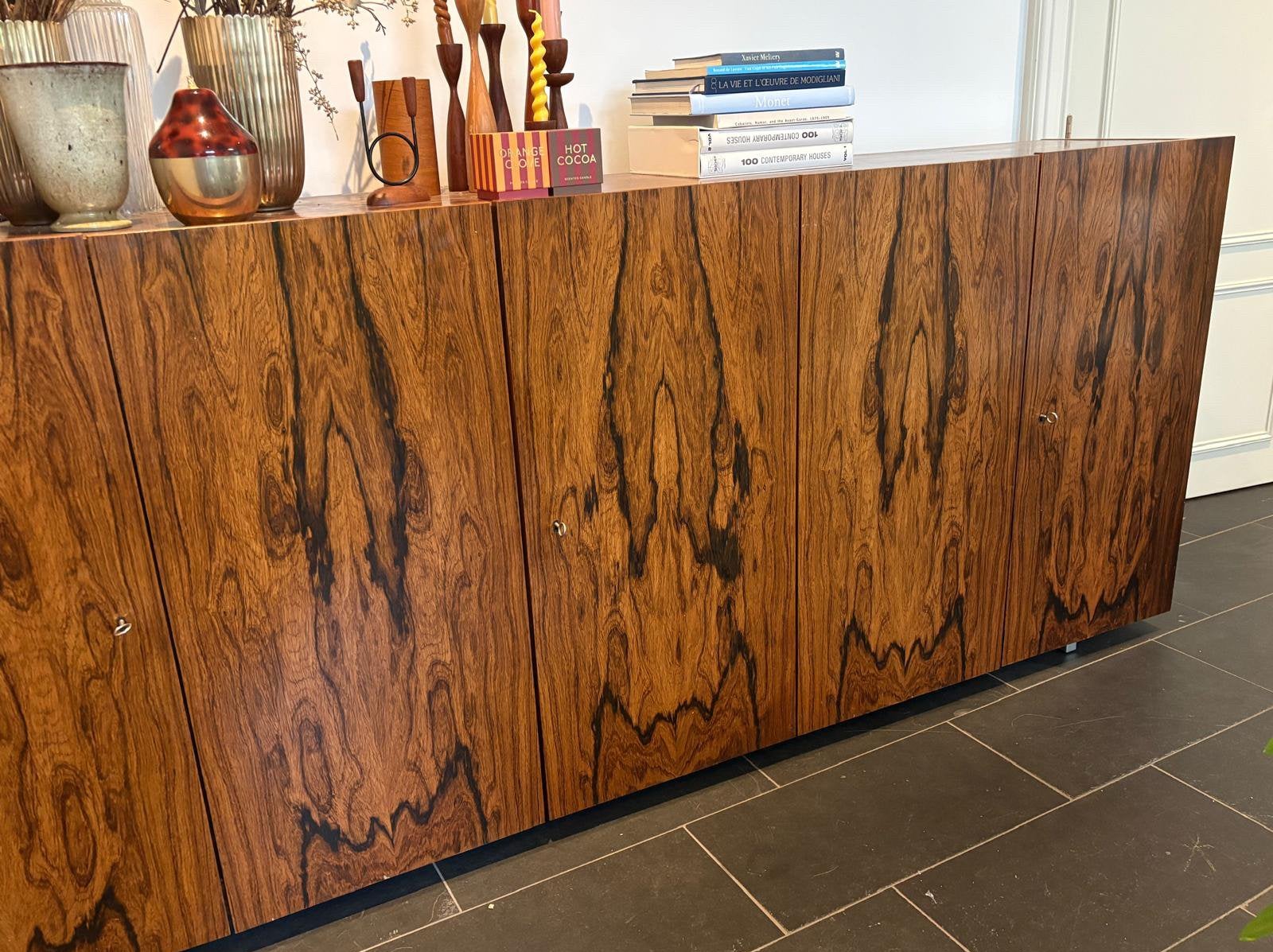 Xxl vintage palissander credenza highboard / dressoir, Huis en Inrichting, Ophalen of Verzenden, Zo goed als nieuw, 25 tot 50 cm