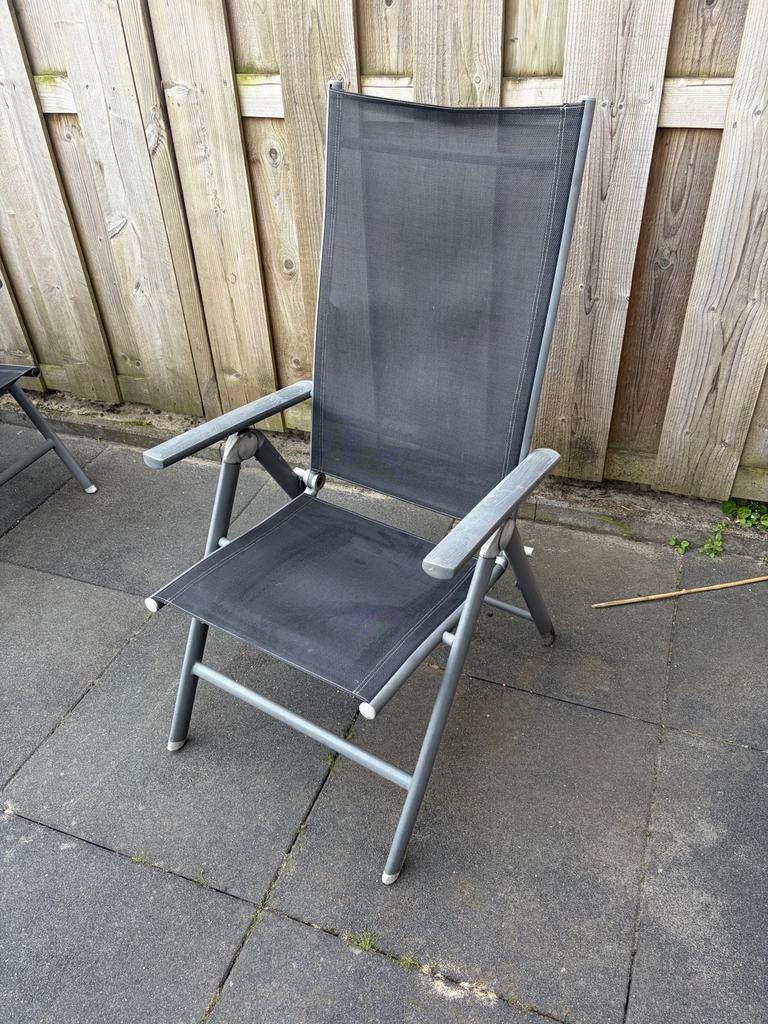 Tuinstoelen set van 6  - Grijs/Zwart, Tuin en Terras, Ophalen, Gebruikt, Metaal, Inklapbaar