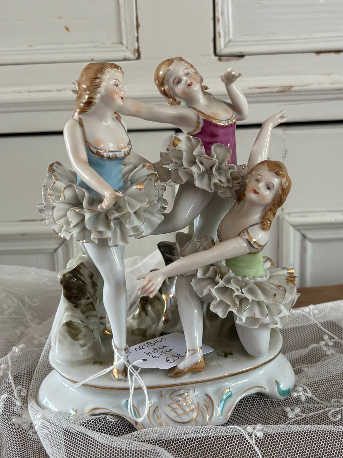 Prachtig brocante beeldje 3 dansende ballet meisjes, Ophalen of Verzenden