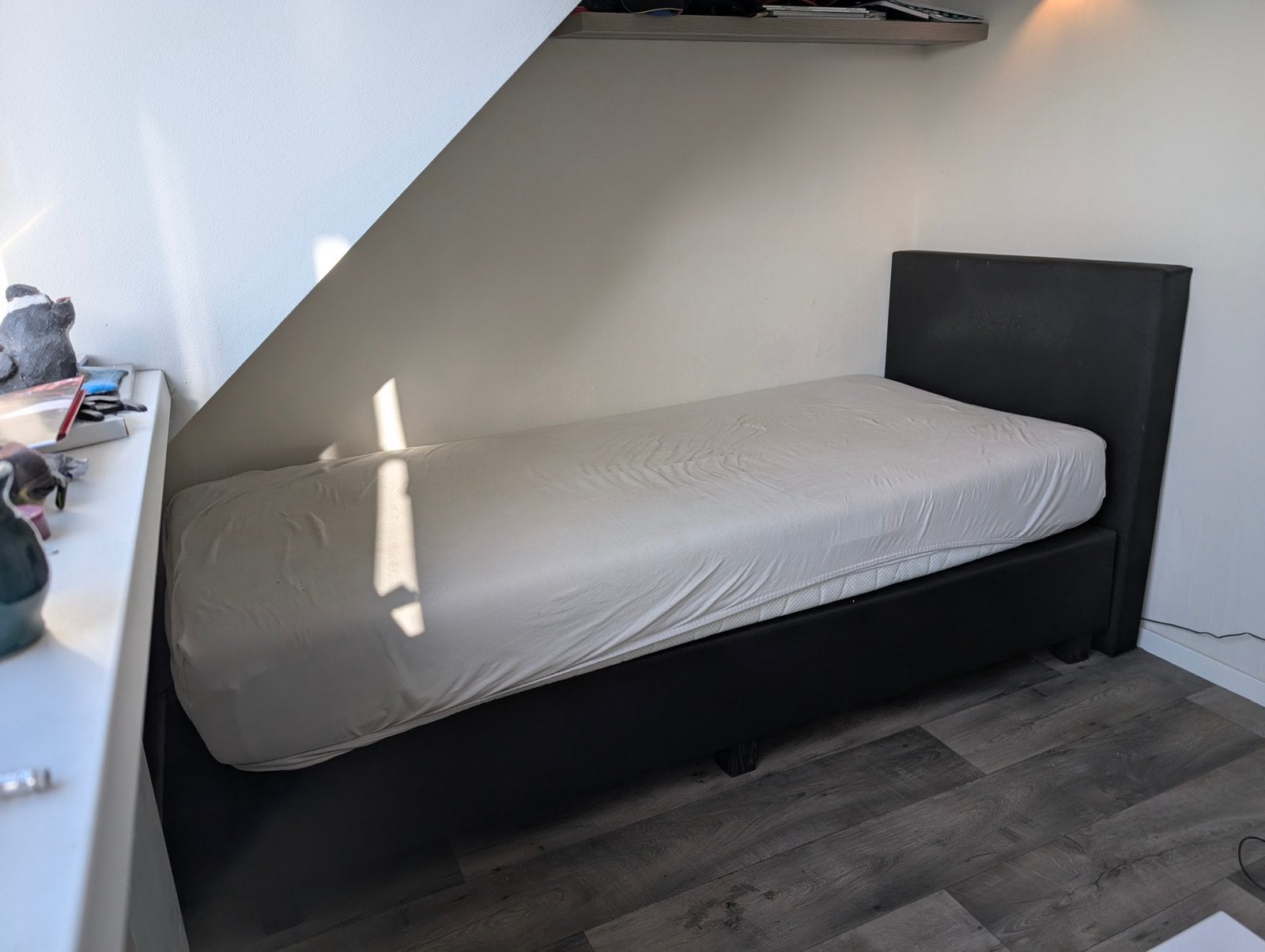 Boxspring 200 x 90 cm, Ophalen, Gebruikt, 90 cm, Eenpersoons
