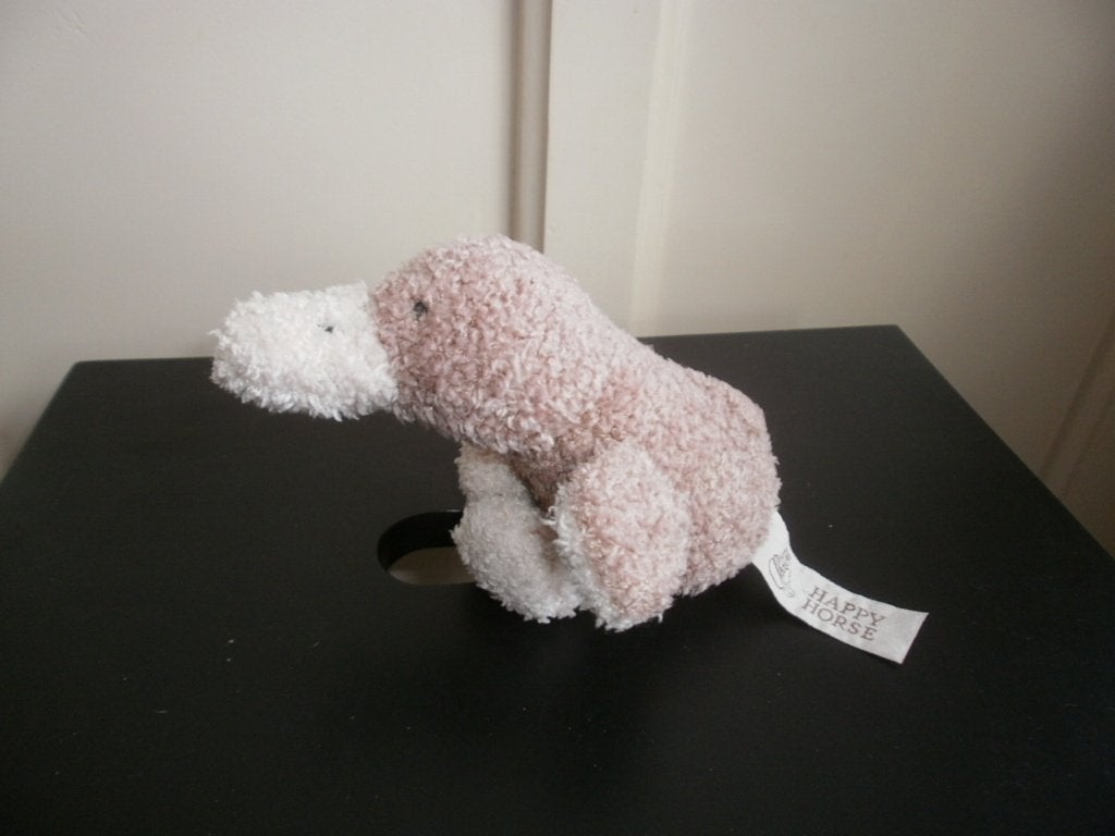 happy horse eend 1988 wollig gekruld velours bruin beige15cm, Happy Horse, Ophalen of Verzenden, Zo goed als nieuw, Met label
