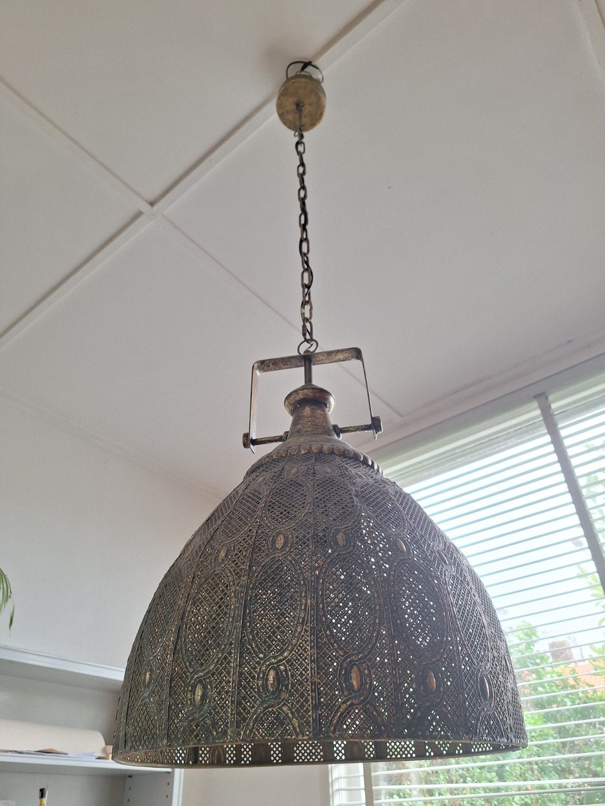 Oosterse of filigrain hanglamp met grote fitting (E27), Gebruikt, Filigrain, Oosters, Sfeervol, Metaal, E27 (groot)