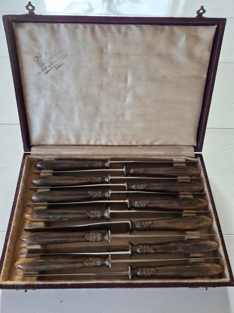 12 diner messen in originele doos uit 1930, Ophalen of Verzenden