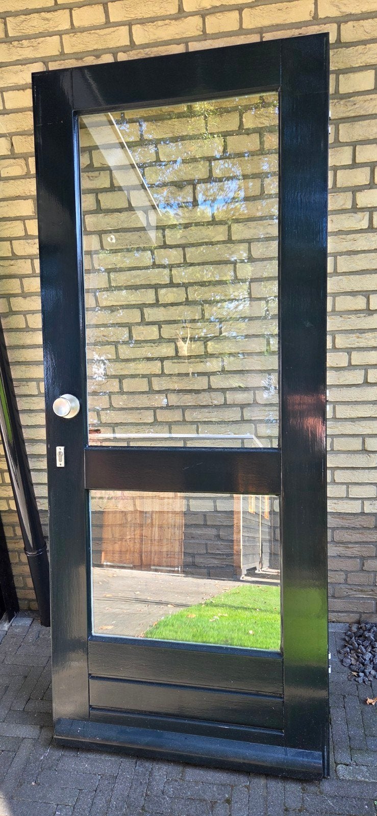 Voordeur / Buitendeur met glas en slot - 211x88x4 cm, Doe-het-zelf en Verbouw, Ophalen, Gebruikt, 80 tot 100 cm, Buitendeur