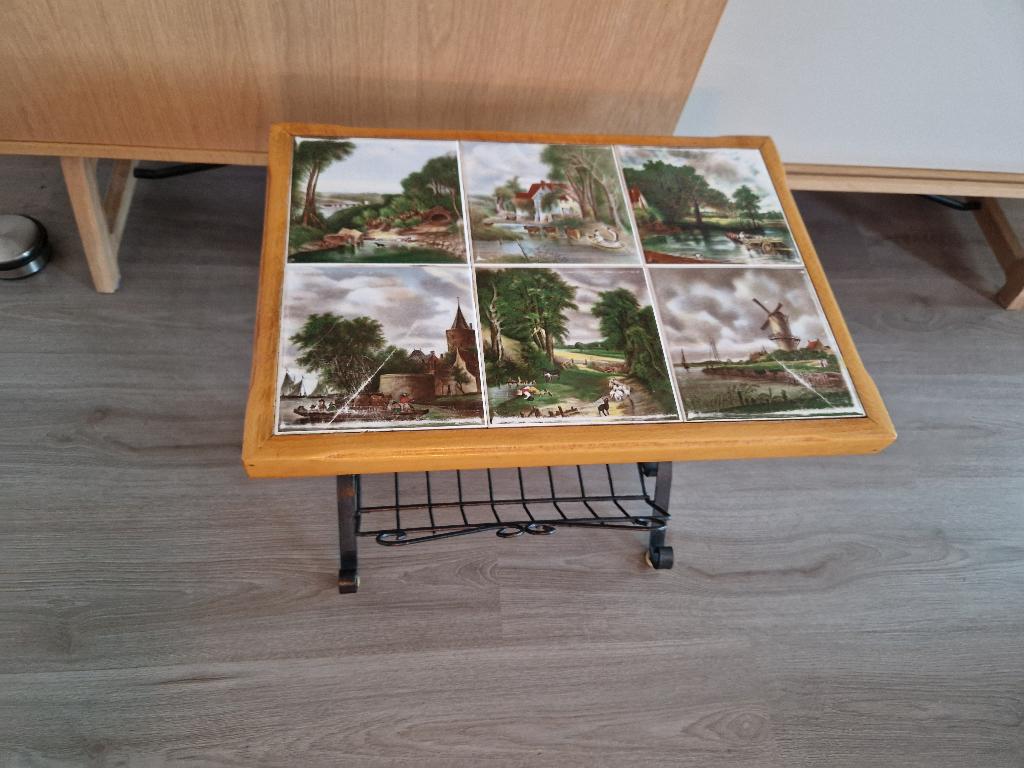 Retro bijzet tafel met tegelblad, Antiek en Kunst, Antiek | Meubels | Tafels, Ophalen